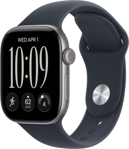 Apple Watch Series 12 46mm Aluminum Space Gray Case with Navy Blue Sport Band S/M