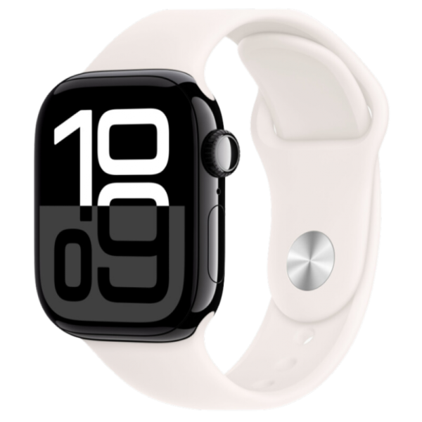 Apple Watch Series 10 42mm Aluminum Jet Black Case Light Blush Sport Band M/L